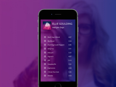Track List Dribbble ellie goulding iphone music on my mind player streaming ui