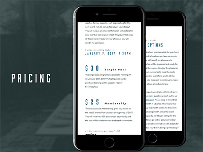 Cocktail Club - Pricing Mobile