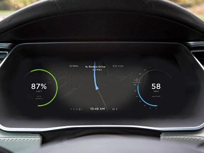 Car UI Cluster battery gauge car cluster dash electric faraday future navigation speedometer tesla ui