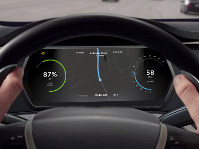 Car UI Cluster battery gauge car cluster dash electric faraday future navigation speedometer tesla ui