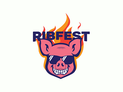 Ribfest barbecue fire glass logo logotype pig ribfest