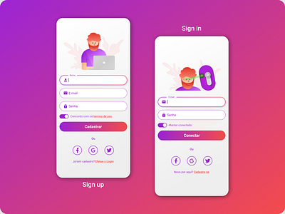 Daily Ui :: 001 - Sign up account app daily 100 challenge dailylogochallenge dailyui design designer gradient illustration login notebook page robot sign in sign up social media ui ux