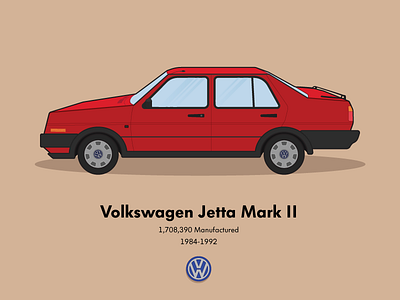 VW Jetta car flat illustration jetta mark ii volkswagen vw