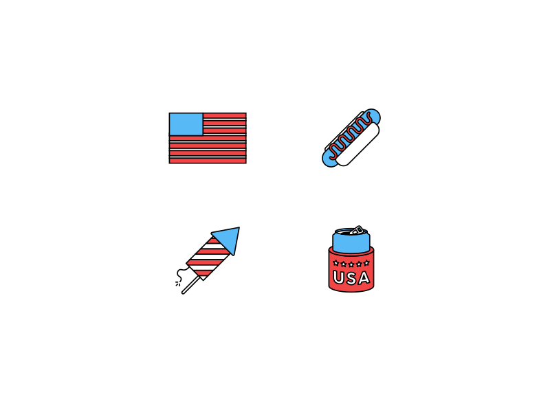 America Icon Set 4th of july america american flag beer fireworks flag hot dog merica pop red white and blue rocket
