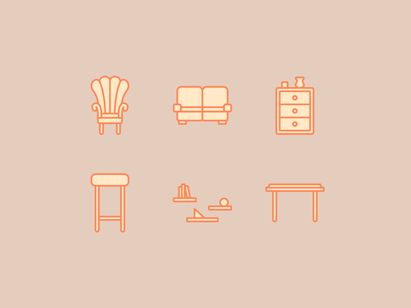 Furniture Icon Set chair dresser furniture icon set icons line icons shelf table sofa stool weekly set