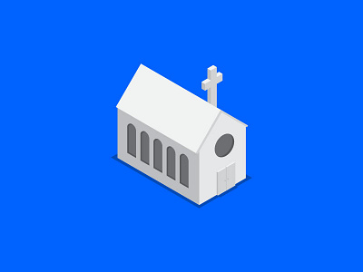 Isometric Church building church dat blue do icon illustration isometric monochromatic