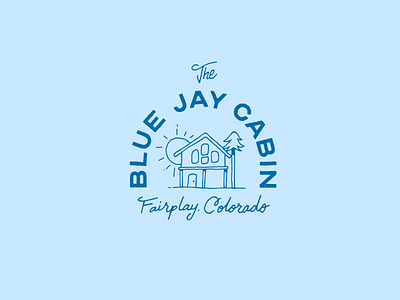 The Blue Jay Cabin airbnb logo brand identity cabin logo hand drawn logo logo design mountain logo