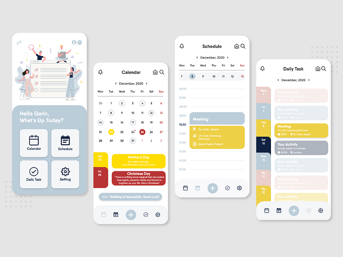 UI Mobile Calendar by KARINA GO on Dribbble