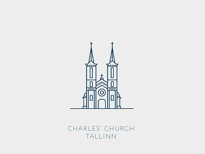 Charles' Church, Tallinn icon illustration line pictograms tallin vector