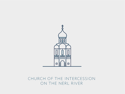 Church of the Intercession on the Nerl river icon illustration line pictograms vector