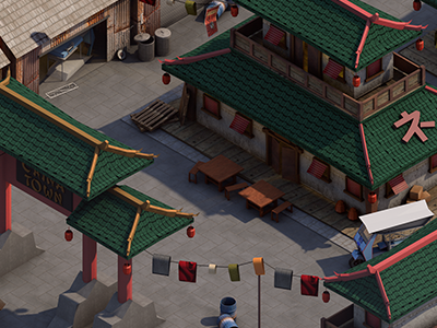 China Town. 3d city. isometric lowpoly