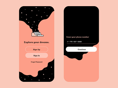 Dream app dream illustration mobile product design sign in ui