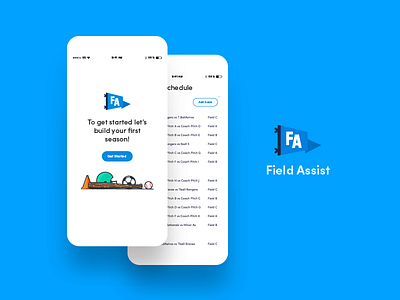 Field Assist app brand interface schedule sports ui ux