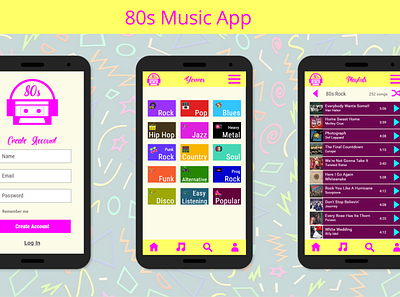 UI Design - 80s Music App adobe xd design ui