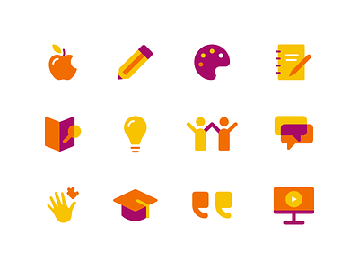 Education Icons apple art child colorful computer creative education graduation icon icons illustration lightbulb pencil school school supplies special education speech bubbles vector website