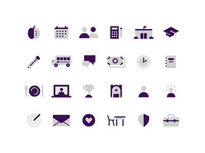 Purple school icons
