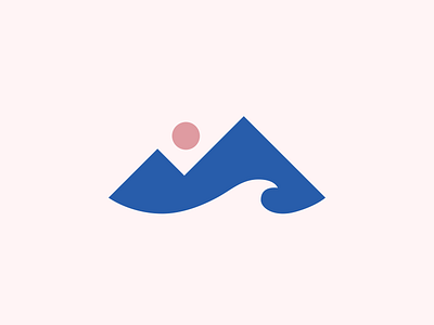 Tropical Logo beach hawaii landscape logo millennial pink mountain nature negative space pink soft sun tropical water wave