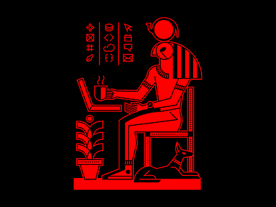Work from Home ancient egypt covid 19 desk egypt egyptian egyptian god illustration mythology office quarantine ra remote work vector wfh work from home working