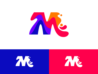 M logo x2 blob drip flow liquid logo m melt monogram splash water