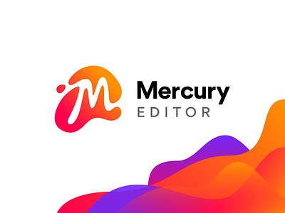 Mercury Editor Logo blob branding bright drupal gradient logo m mercury product script tool vector vibrant warm wave