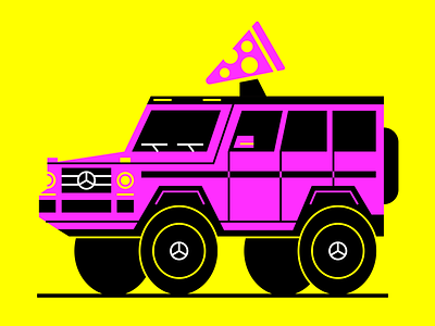 Daily Driver 008 — Mercedes-Benz Pizza Wagen car g wagen g wagon germany illustration luxury mercedes mercedes-benz pizza post malone suv vector whip