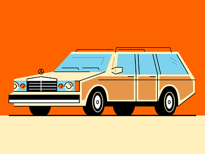 Daily Driver 013 — 1983 Mercedes-Benz 300TD WOODY MOD 1980s 1990s benz car illustration luxury mercedes mercedes benz national lampoon station wagon vector vintage wagon woody