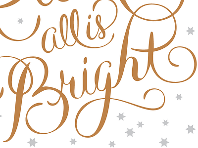 All is Bright bright card christmas gold lettering night religious silent silver star