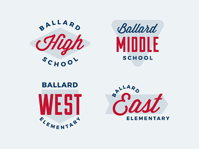 Ballard Badges 1940s arrow badge diamond district logo patriotic school triangle vintage wwii