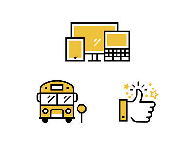 School Icons bus computer device icon like line mobile school social thumb yellow