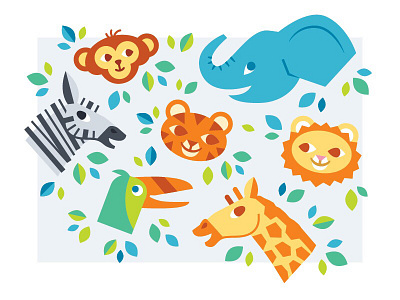 Baby Aminals animal baby baby animals baby shower elephant foliage giraffe lion monkey tiger toucan vector zebra