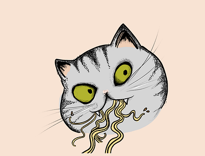 Pasta Monster cat digital drawing drawing drawings illustration illustration art pasta