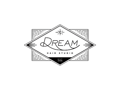 Dream Hair Studio dream hair hand drawn logo moon salon studio