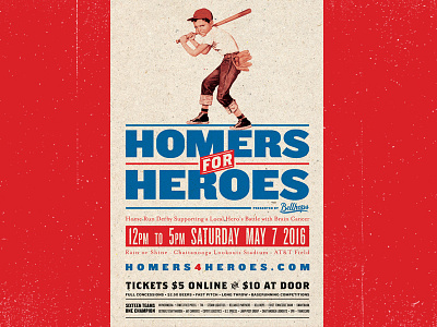 Homers For Heroes americana baseball charity event home run derby poster vintage