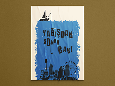 Yağışdan sonra Bakı poster design