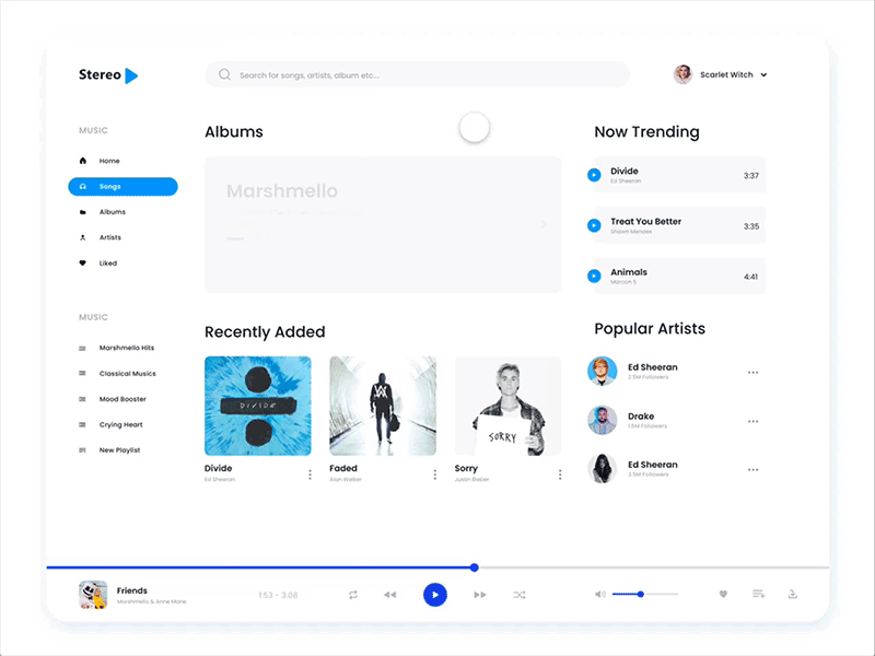 Music Player adobexd animation design dribbble interaction design prototype ui uidesign uiux xd