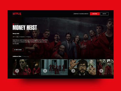 Netflix-Money Heist Home page Re-Design design dribbble moneyheist movie netflix uidesign uiux uiuxdesign webpage
