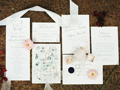 Wedding Stationary Suite event floral garden invitation monogram program romantic watercolor wedding