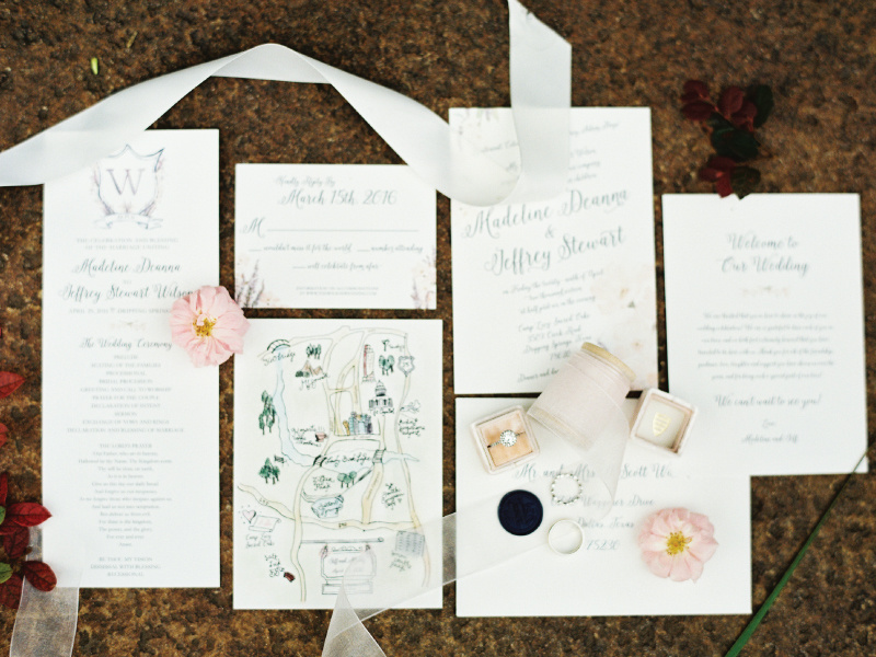 Wedding Stationary Suite floral garden romantic event program invitation monogram watercolor wedding