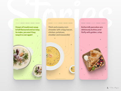 Stories for recipe app app clean cook cooking app design food app ios app minimalist mobile recipe ui uiux ux