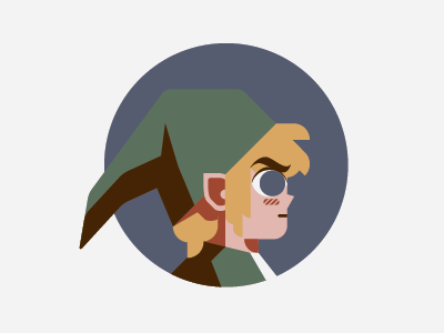 Link flat headgear icon illustration legend of zelda link minimalist muted profile video games