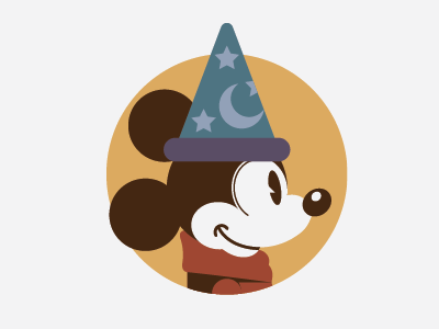 The Sorcerer's Apprentice design flat headgear icon illustration mickey mouse profile