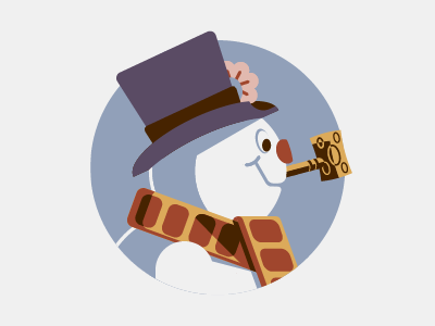 Frosty the pipeman bass design flat frosty headgear muted palette pipe rankin scarf snowman tophat
