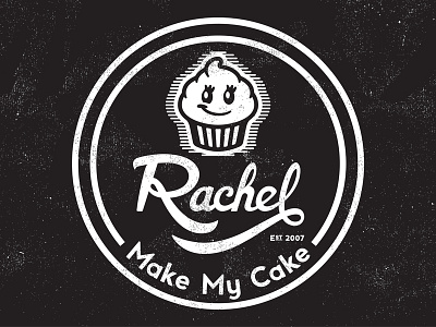 Rachel Make My Cake Distressed Sticker Idea circle cupcake distressed hand lettered logo nashville script texture