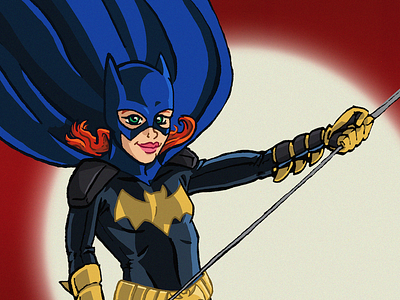 Batgirl pin-up, sorta. barbara batgirl comics drawn gordon hand illustration pinup redhead swinging