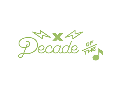 Decade of the... eighth note? eighth note hand lettered lightning music script ten x