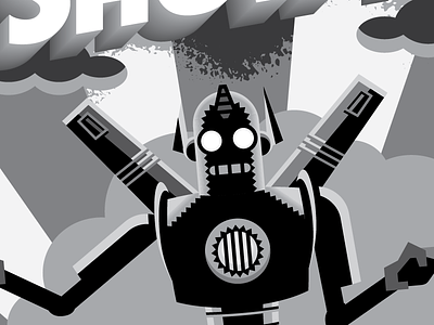 Robo Noire atomic black and white iron giant metal man noir optimus prime robot silhouette texture voltron