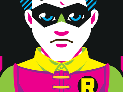 Neon Titans: Robin blacklight bust comics dick grayson face neon portrait robin teen titans vector