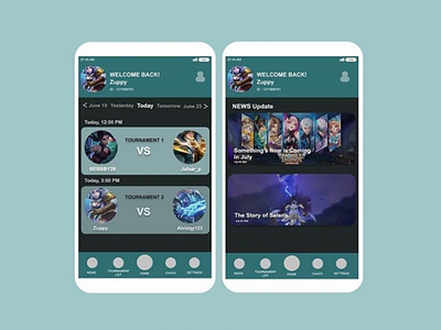 Esport App (Mobile Legend Tournament Edition) design sport theme ui design user interface