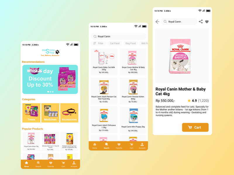 mascota shop (Pet Shop) [Mobile App] by Fatimah Az Zahra on Dribbble