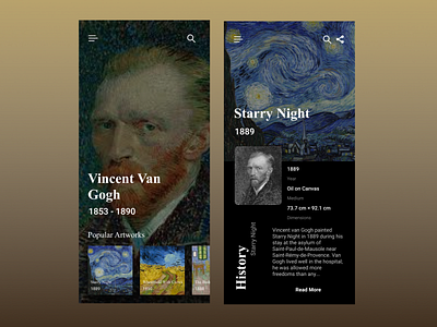 Art History Museum (Mobile App) app art design figma history mobile app museum theme ui ui design user interface